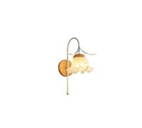 Kitchen Faucet Nordic White Iron Gooseneck Calloped Acrylic Flower Shade Lamp Wood Base Wall Light Fixtures for Bedroom Living Room