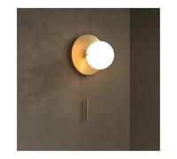 Kitchen Faucet Nordic with Pull Cord, Glass Globe Light E27 Base Wall Lamp for Bedroom Living Room Hallway Study Reading Corner