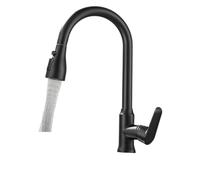 Kitchen Faucet Pull-out Spray Head 360 Degree Rotation Hot And Cold Water Pull-out Black And Silver Single Hole Kitchen Faucet(BlackA)