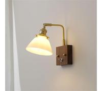 Kitchen Faucet Rotatable Wooden Wall Lamp, Walnut Glass Wall Mounted Bedside Lamp, Swing Arm Rustic Vintage