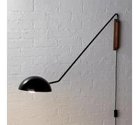 Kitchen Faucet Swing Arm Wall Light Vintage Wood Wall Lamp with Plug Wire Switch, Retro Farmhouse Reading Wall Light