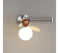 Kitchen Faucet Telescopic Swing Arm Wall Lamp, Chrome Metal Wall Light with Glass Shades, Bedside Reading Wall, Wall Lamps - 8W - 3 Color Modes, Adjustable Lighting Wall Lights