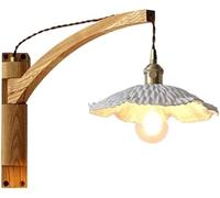 Kitchen Faucet Teokszn Wood Swing Arm Wall Light Farmhouse Wall Fixture E27 Base Rustic Wall Lamp for Bedroom Living Room()