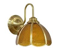 Kitchen Faucet Vintage Bathroom Glass Sconces French Retro Bedroom Bedside Lights Indoor Home Gold Wall Lamp Fixture for Hallway(Frosted Brown)