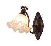 Kitchen Faucet Vintage Bathroom Light Fixtures Retro Rural Bedside Lamp with Flower Glass Shade Farmhouse Vanity Wall for Hallway