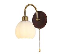 Kitchen Faucet Vintage Farmhouse Iron White Flower Glass ShadeWall Lamp Three-Color Mode Wall Light Fixtures for Bedroom Living Room Hallway Entryway(Pull-Wire Type,19cm)
