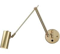 Kitchen Faucet Vintage Industrial Swing Arm Wall Dimmable Adjustable Gold Arm Wall Mounted Reading Light Black White Farmhouse Hardwire Wall Lamp for Bedroom Bedside Headboard(Gold,B)