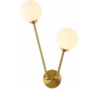 Kitchen Faucet Wall Lamps & Sconces Gold Wall, Luxurious Double Head Glass Wall Light, Creative All Copper Wall Lamp with Adjusted Left and Right, Rustic Indoor Art Deco Lighting Fixture
