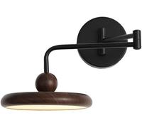 Kitchen Faucet Wall Sconces, 3-Color Dimming Metal Wall Mount Light, Minimalist Wood Grain Swing Arm Wall Light Fixture, Folding Telescopic Arm Wall Lamp for for Bedroom Bedside Living Room(Walnut Wo