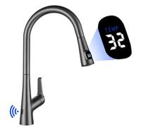 Kitchen Faucet with Led Digital Temperature Display Kitchen Faucet with Pull Down Sprayer with Rotary Adjustment Button