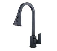 Kitchen Faucet with Pull Down Sprayer Black Hot and Cold Brass Retractable Rotating Kitchen Sink Faucet