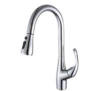 Kitchen Faucet with Pull Down Sprayer Brass 360°Rotating Sink Tap Hot and Cold Retractable Faucets for Kitchen Sinks-Black (Color : Brushed)