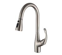 Kitchen Faucet with Pull Down Sprayer Brass 360°Rotating Sink Tap Hot and Cold Retractable Faucets for Kitchen Sinks-Brushed