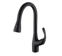 Kitchen Faucet with Pull Down Sprayer Brass 360°Rotating Sink Tap Hot and Cold Retractable Faucets for Kitchen Sinks-Brushed