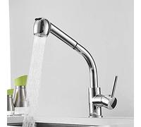 Kitchen Faucet with Pull Down Sprayer Brass 360° Rotation Dual Mode Hot and Cold Bubbler Water Saving Retractable Faucets for Kitchen Sinks-White