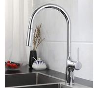 Kitchen Faucet with Pull Down Sprayer Brass 360° Rotation Hot and Cold 2 Modes Nozzle Water Saving Faucets for Kitchen Sinks-Black (Color : Black)