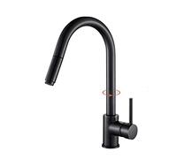 Kitchen Faucet with Pull Down Sprayer, Brass Hot and Cold Telescopic Rotation Faucets for Kitchen Sinks, Sink Mixer-Black Kitchen Faucet