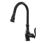 Kitchen Faucet with Pull Down Sprayer Hot and Cold 360° Rotatable Single Hole Brass Faucets for Kitchen Sinks-Black