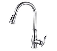 Kitchen Faucet with Pull Down Sprayer Hot and Cold 360° Rotatable Single Hole Brass Faucets for Kitchen Sinks-Black