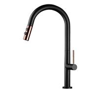 Kitchen Faucet with Pull Down Sprayer Single Hole Hot and Cold 360° Rotation Faucet 2 Modes Brass Faucets for Kitchen Sinks Black