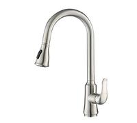 Kitchen Faucet with Pull Down Sprayer Stainless Steel Brushed Rotating Hot and Cold 2 Functions Nozzle Filter Bubbler Faucets for Kitchen Sinks