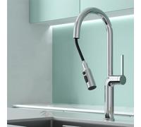 Kitchen Faucet with Pull Down Sprayer Swivel 3 Mode Hot and Cold Water Brass Kitchen Sink Faucet-Brushed Gold