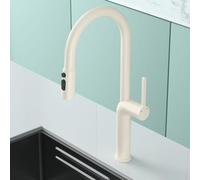 Kitchen Faucet with Pull Down Sprayer Swivel 3 Mode Hot and Cold Water Brass Kitchen Sink Faucet-Brushed Gold