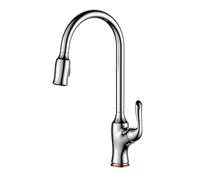 Kitchen Faucet with Pull Down Sprayer Swivel Hot and Cold Water Brass Kitchen Tap Chrome Plated