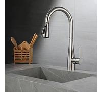 Kitchen Faucet with Pull Down Sprayer Swivel Stainless Steel Hot and Cold Water Multifunction Pull Down Kitchen Faucet-Drawing
