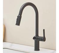 Kitchen Faucet with Shower Extendable, Faucet Kitchen Extendable Brass Swivel Digital Temperature Display Sink Faucet, Black