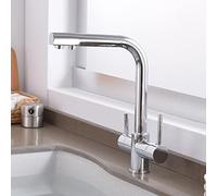 Kitchen Faucets 3 Way Direct Drinking Water Hot and Cold Water Brass Swivel Kitchen Sink Faucet-Chrome (Color : Chrome)
