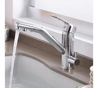 Kitchen Faucets 3 Way Faucet Brass Hot and Cold Water Swivel Multi-Function Direct Drinking Faucet-Black (Color : Black)