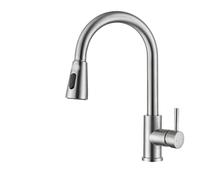 Kitchen Faucets Brushed Nickel Pull Out Kitchen Sink Water Tap Deck Mounted Mixer Stream Sprayer Head Hot Cold Taps Sliver(Silvery B,G3/8)