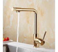 Kitchen Faucets Chrome Kitchen Sink Water Faucet 360 Rotate Swivel Faucet Mixer Single Holder Single Hole 3 Way Mixer Tap Drinking Water Filter Faucets,Golden