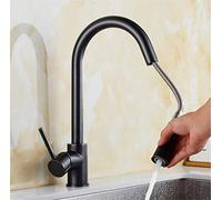 Kitchen Faucets Chrome Pull out Kitchen Tap with Aerator Single Hole Handle Swivel 360 Degree Water Mixer Tap Gold Single Handle Deck Mounted,Black