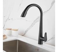 Kitchen Faucets with Pull Down Spray 360° Swivel Brass Single Hole Stainless Steel Kitchen Faucet Pull Down-Black