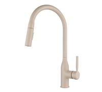 Kitchen Faucets with Pull Down Spray Brass Hot and Cold Water Dual Mode Single Hole Swivel Kitchen Faucet Pull Down-Oatmeal Color