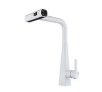 Kitchen Faucets with Pull Down Spray Stainless Steel Hot and Cold Water Swivel 3 Modes Single Hole Kitchen Sink Faucet Pull Down-Grey