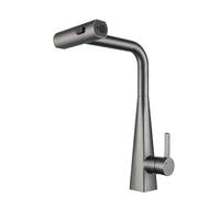 Kitchen Faucets with Pull Down Spray Stainless Steel Hot and Cold Water Swivel 3 Modes Single Hole Kitchen Sink Faucet Pull Down-Grey