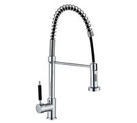 Kitchen Faucets with Pull Down Sprayer, 2-Mode Sprayer High Arc Spring Faucet, Brass Single Handle Single Lever Kitchen Mixer Tap,Chrome