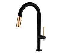 Kitchen faucets with Pull Down Sprayer, 2, Pull out, Kitchen Sink, All Copper, Hot and Cold Single Handle Swivel, Faucet-Black