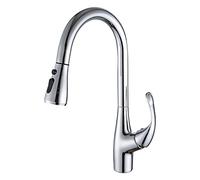 Kitchen Faucets with Pull Down Sprayer, 360 ° Swivel Out Sink Tap, High Arc Single Handle Brass Hot and Cold Water Mixer Tap,Chrome (Brushed)