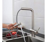 Kitchen faucets with Pull Down Sprayer, Brushed 304 Stainless Steel, 2, Hot and Cold Pull out Single Handle, Kitchen Sink, Faucet-Stainless Steel A