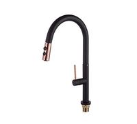 Kitchen Faucets with Pull Down Sprayer Copper Hot and Cold Black 360° Rotating Retractable Kitchen Faucet Sink Faucet
