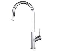 Kitchen Faucets with Pull Down Sprayer, High ARC 360° Swivel Kitchen Sink Faucet, Brass Chrome Single Handle Kitchen Hot and Cold Water Mixer Tap, Dual Mode Water