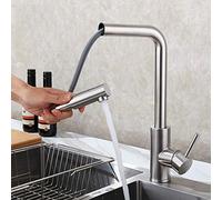 Kitchen faucets with Pull Down Sprayer, Hot and Cold, rotatable, Retractable Single Handle, Stainless Steel Wire Drawing, 2, Kitchen Sink, Faucet