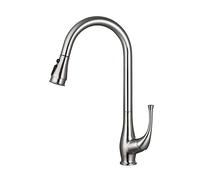 Kitchen Faucets with Pull Down Sprayer Retractable, Hot and Cold, 360° Rotating, Household, Brass, 2 Mode, with Shower, Kitchen Faucet-Brushed