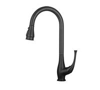 Kitchen Faucets with Pull Down Sprayer Retractable, Hot and Cold, 360° Rotating, Household, Brass, 2 Mode, with Shower, Kitchen Faucet-Black