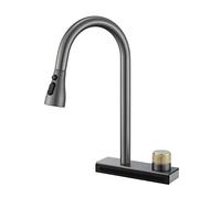 Kitchen faucets with Pull Down Sprayer Stainless Steel Waterfall Mode Single Hole Hot and Cold Water Swivel Pull Down Kitchen Faucet-Black
