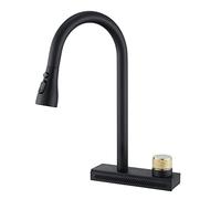 Kitchen faucets with Pull Down Sprayer Stainless Steel Waterfall Mode Single Hole Hot and Cold Water Swivel Pull Down Kitchen Faucet-Black